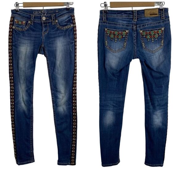 Grace In LA Western Boho Jeans size 30 - Picture 1 of 5